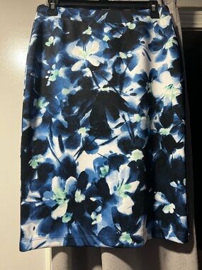 Liz Claiborne Blue Floral A-Line Skirt